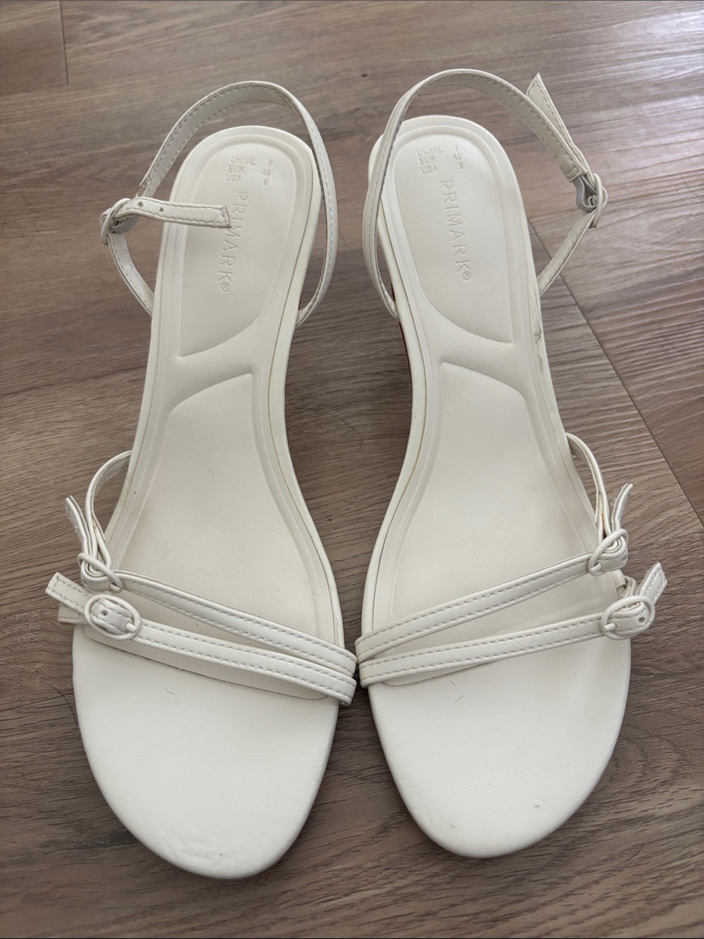 Primark Women’s Cream Minimal Strappy Ankle‑Buckle Sandals